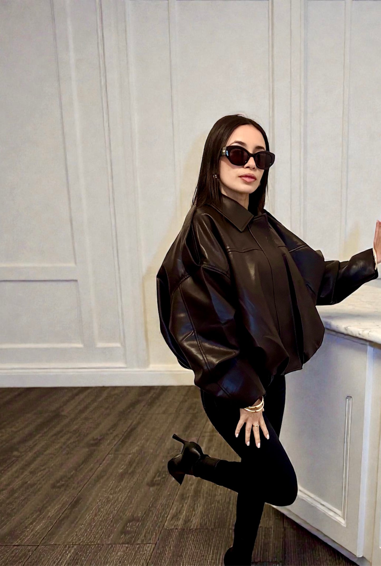 VESTE BOMBER EN SIMILICUIR