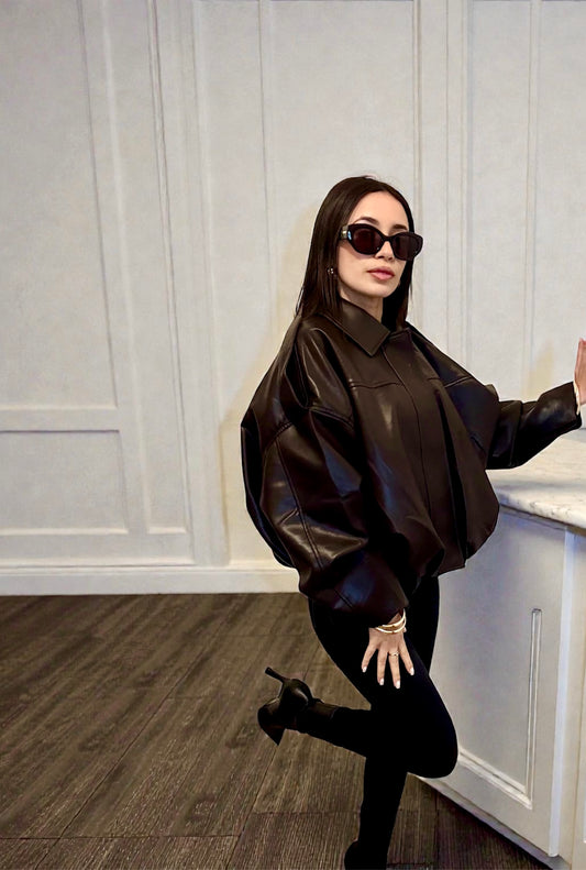 VESTE BOMBER EN SIMILICUIR